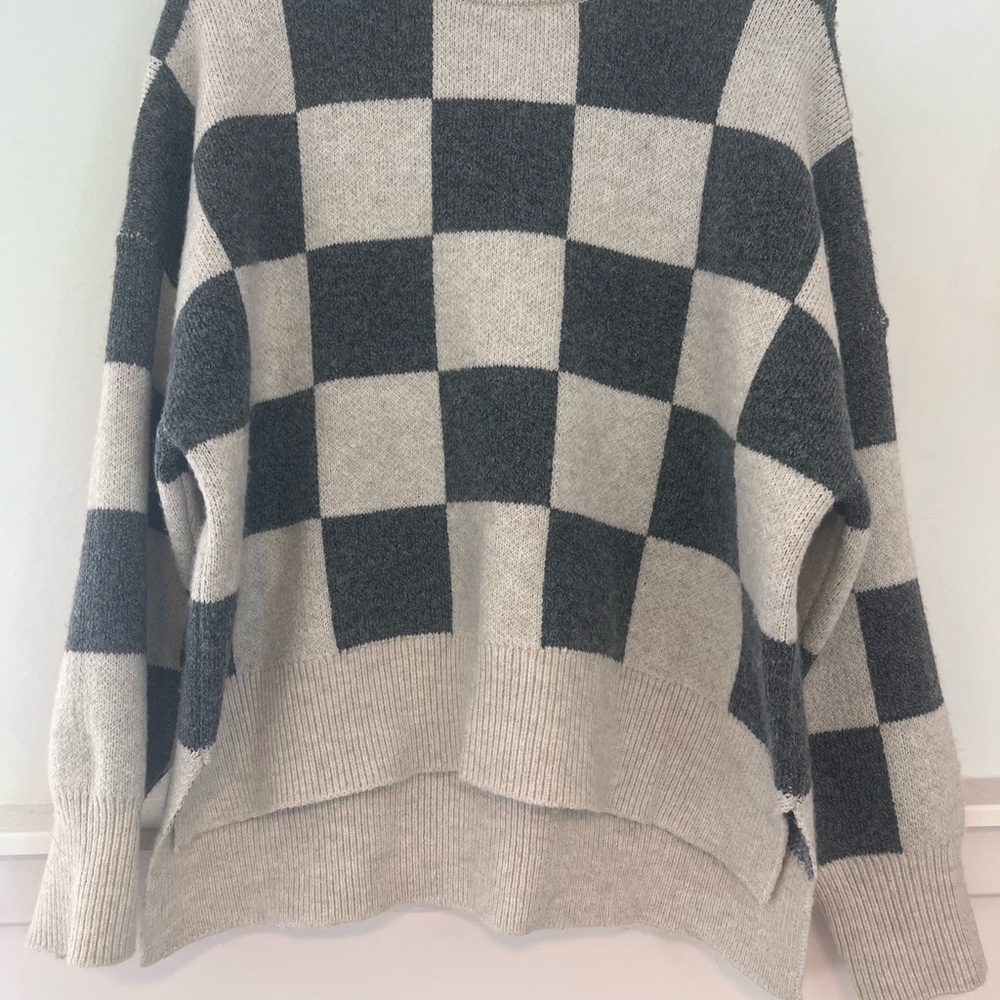 Checkered Black and Gray Women's Cozy Sweater